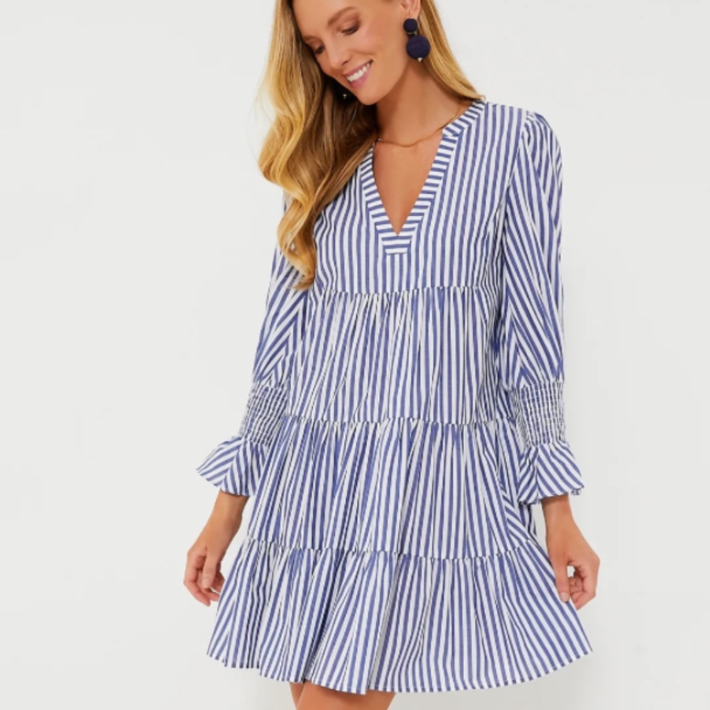 Blue and White Stripe Cotton Poplin Kenzo Dress- Size Medium